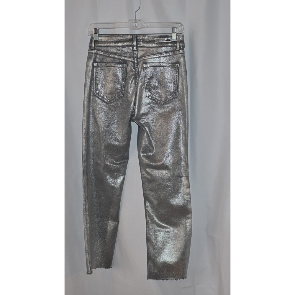 Own. Metallic Silver Straight Leg Jeans Womens 27 - Picture 8 of 10